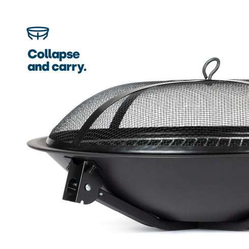 Foldable Round Fire Pit - Black